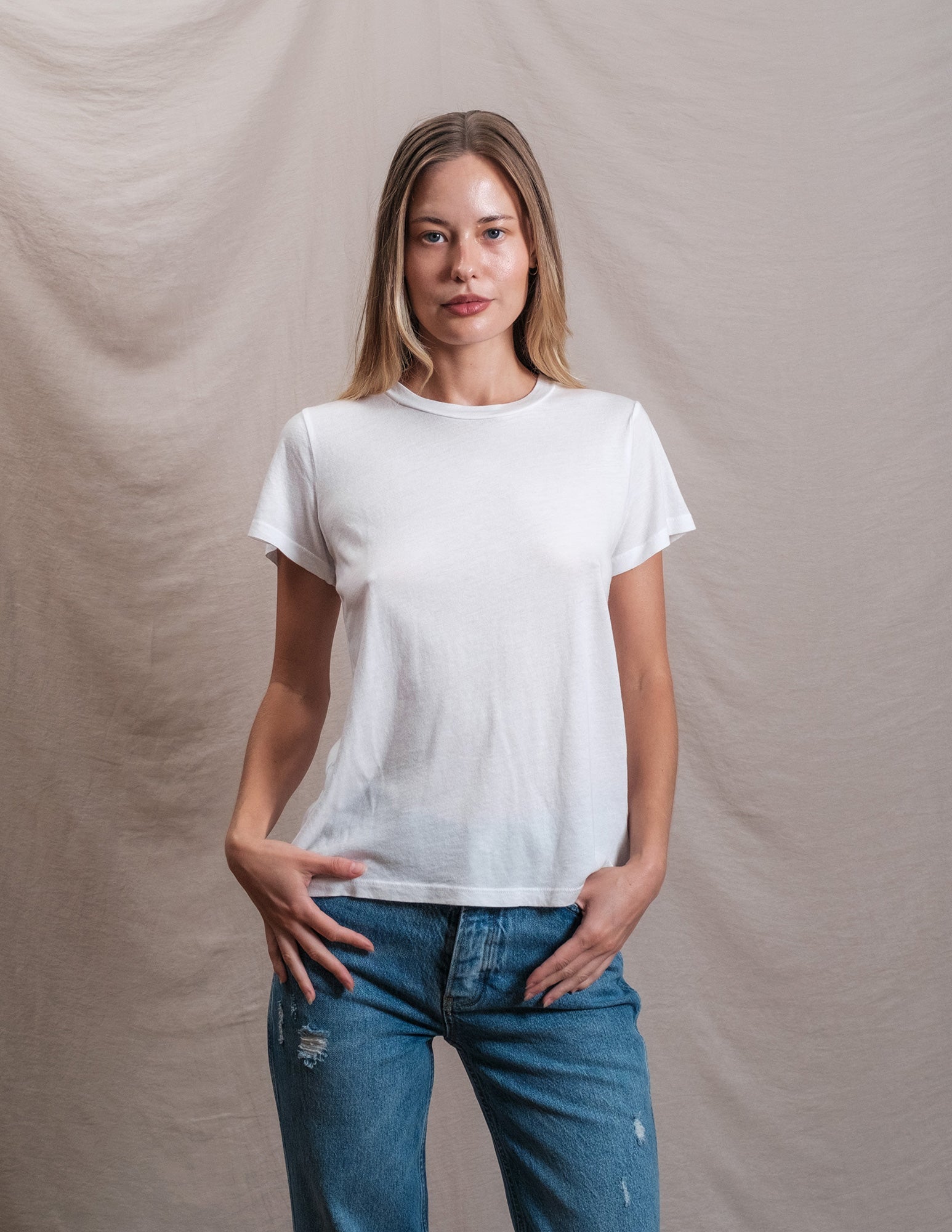 Butter Soft Short Sleeve Crew in White