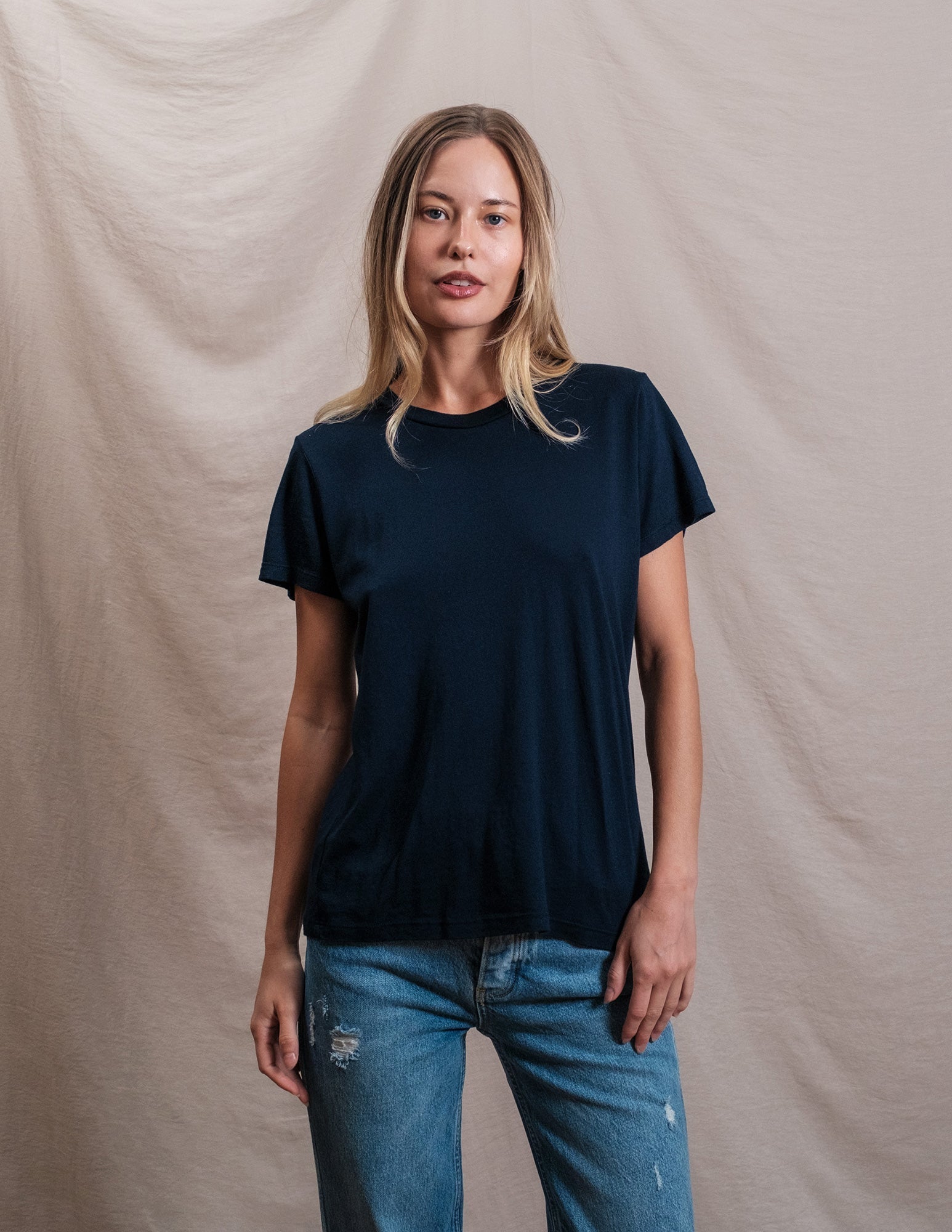Butter Soft Short Sleeve Crew in Navy