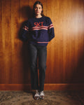Sundry Jacquard & Cable Pullover Sweater in Deep Navy