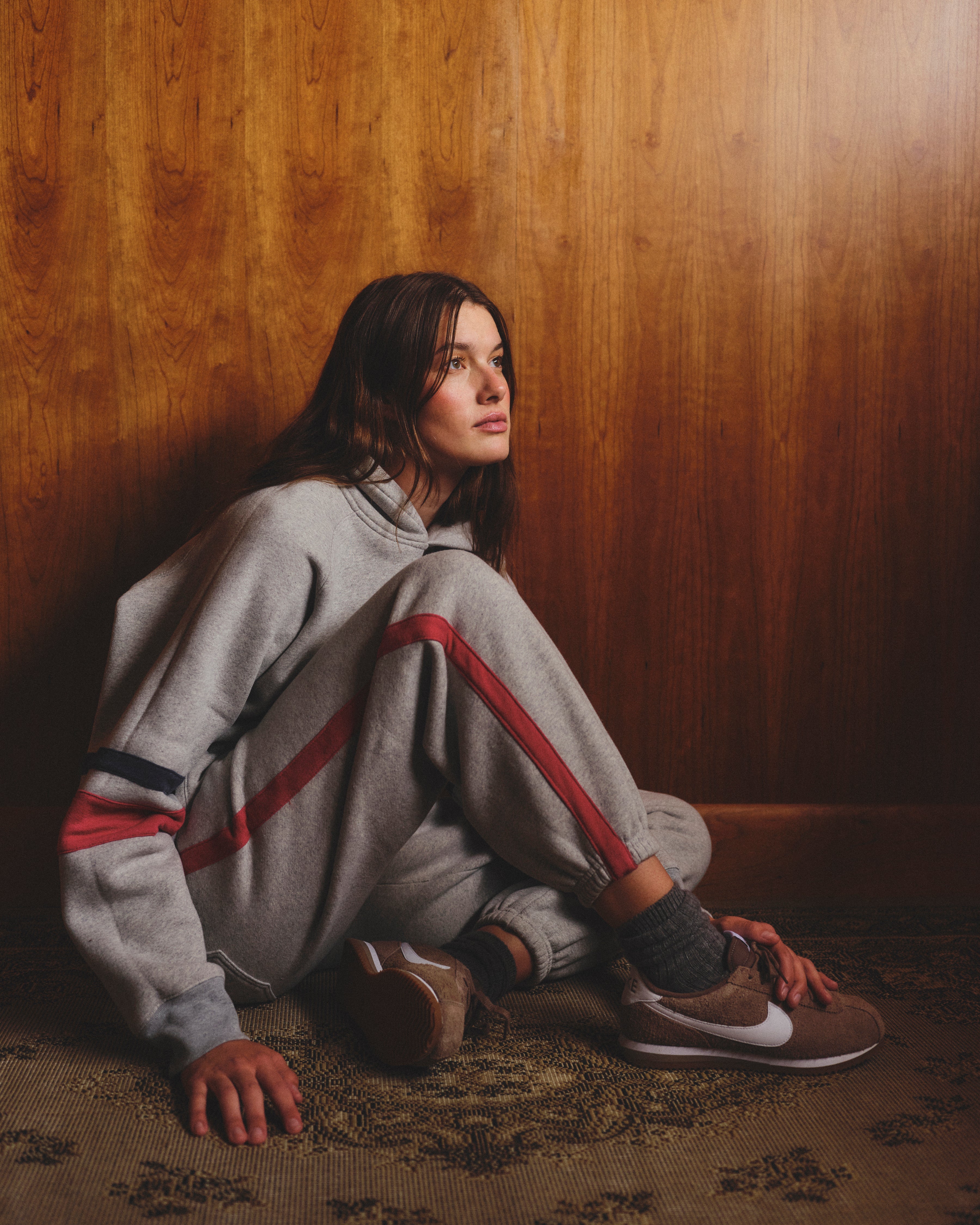 Sundry Academy Cropped Hoodie in Heather Grey