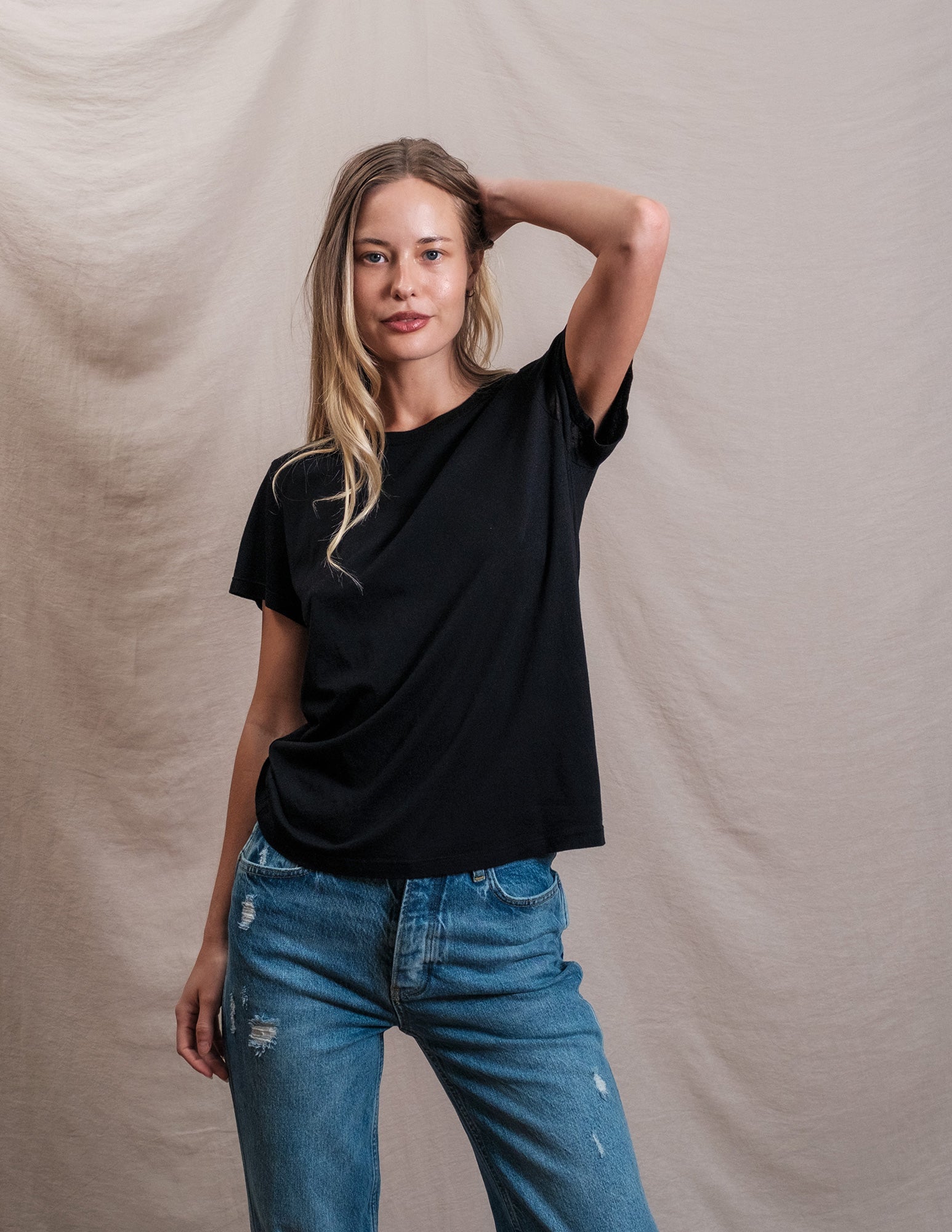 Butter Soft Short Sleeve Crew in Black