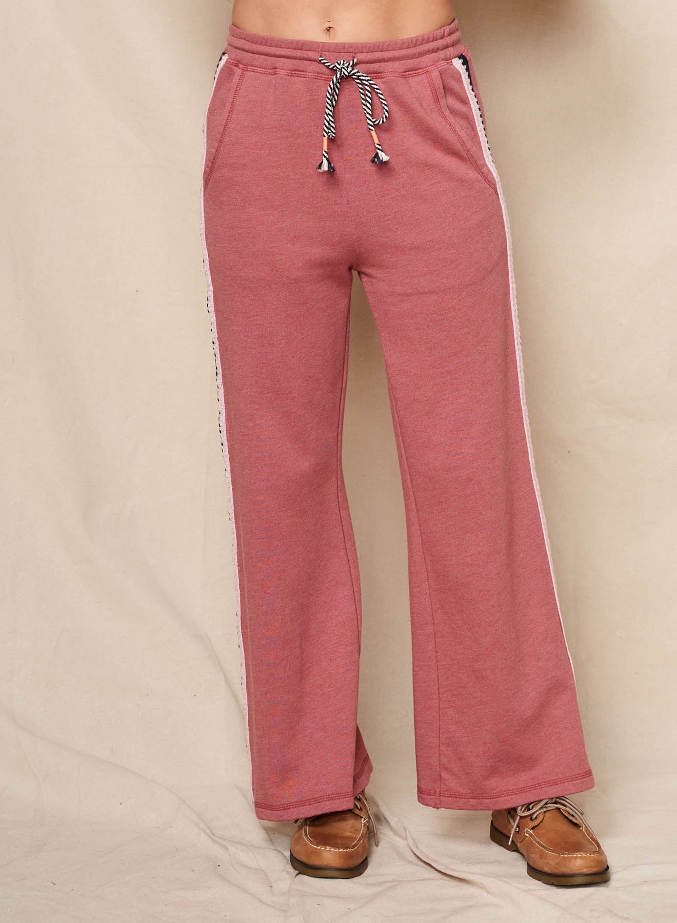 Sundry Amour Embroidery Sweatshirt & Lounge Pant in Tibet Red