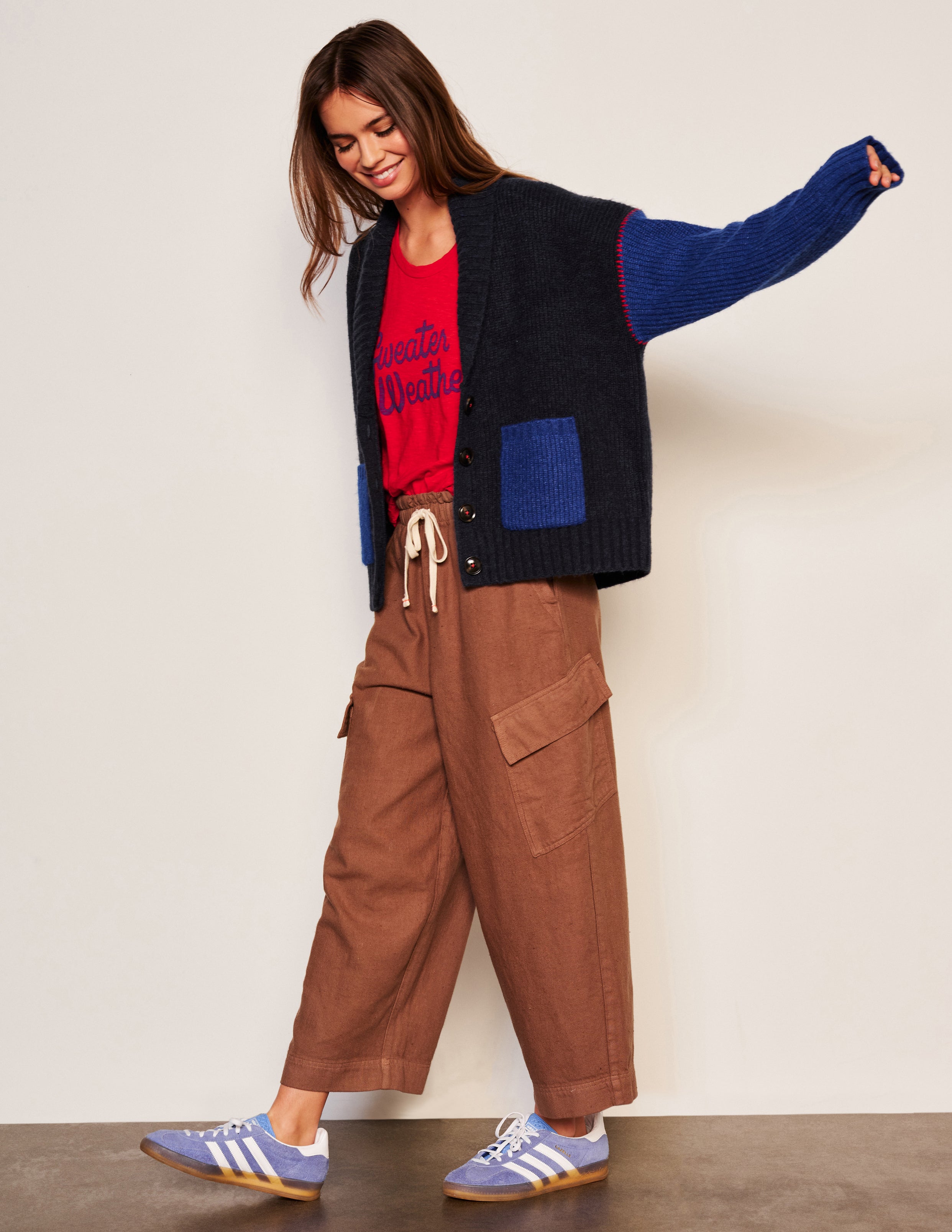 Sundry Shawl Collar Cardi in Deep Navy