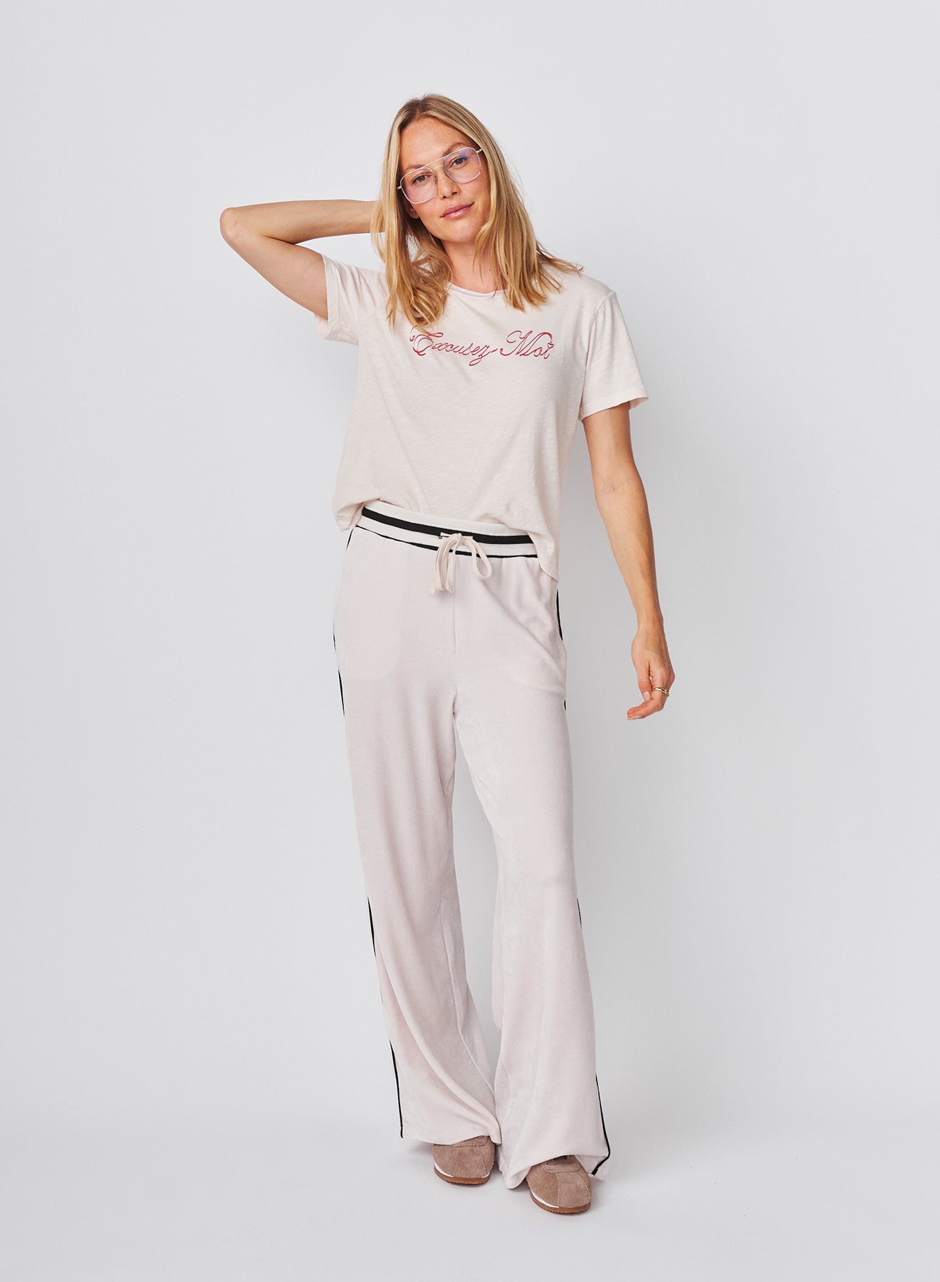 Sundry Excusez Moi Boxy Crew Tee in Oyster