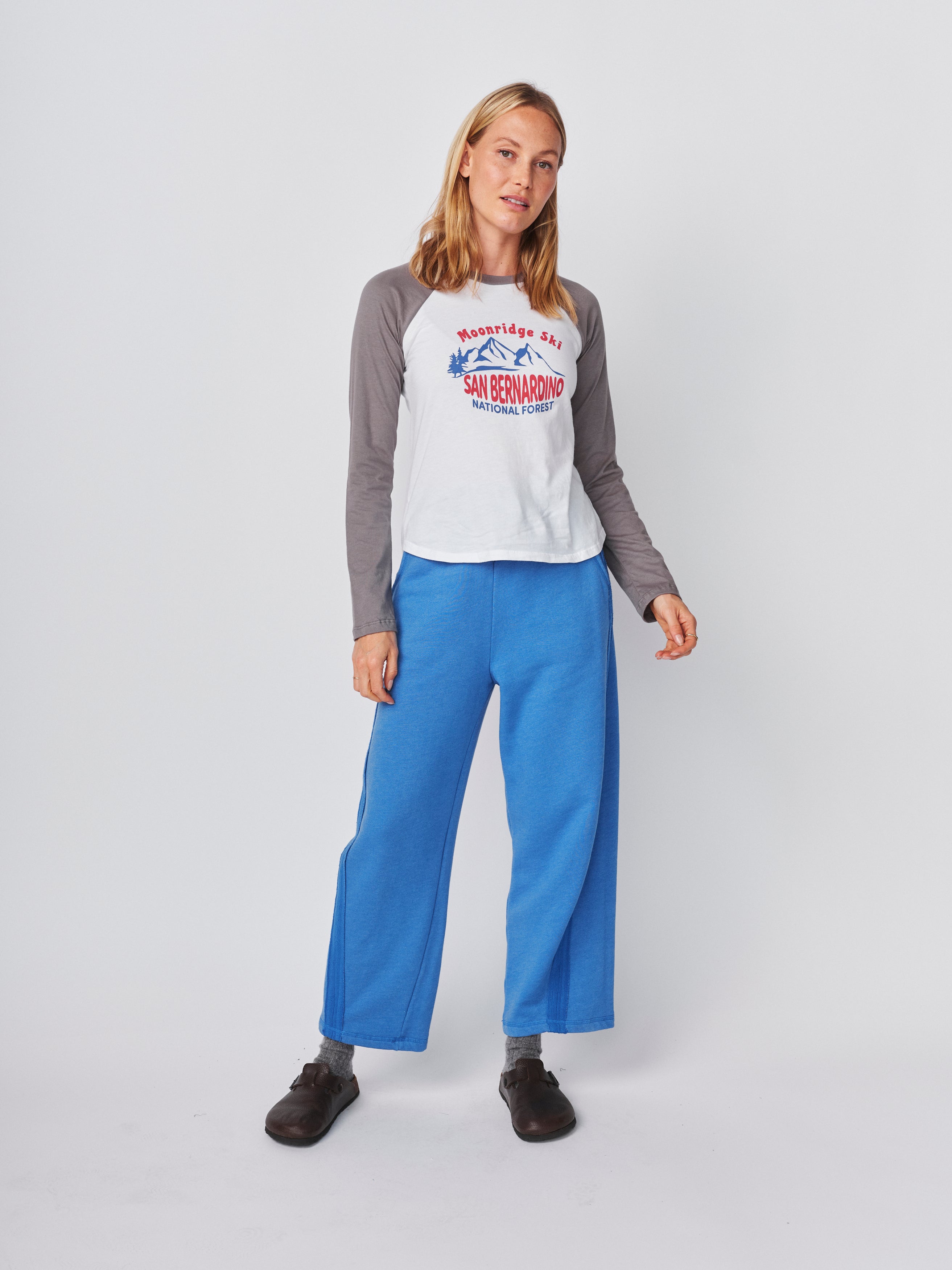 Sundry Moonridge Ski Long Sleeve Raglan Tee in Optic White