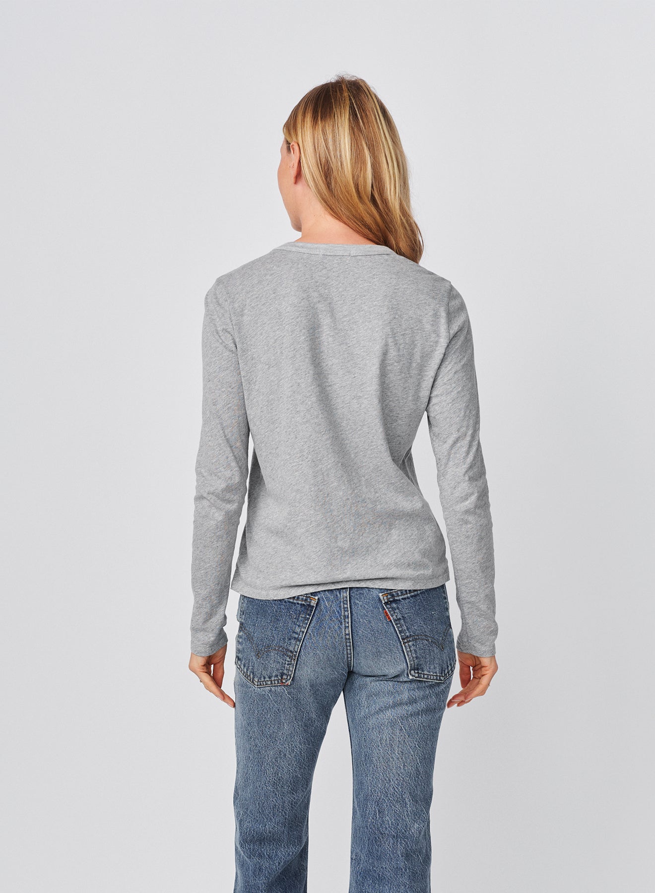 Sundry Le Ski Powder Slub Long Sleeve Crew in Heather Grey