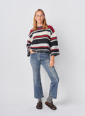 Sundry Multi Stripe Bell Sleeve Sweater in Oyster