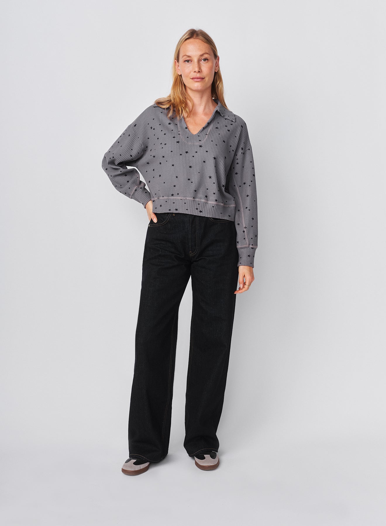 Sundry Stars Popover Polo in Steel