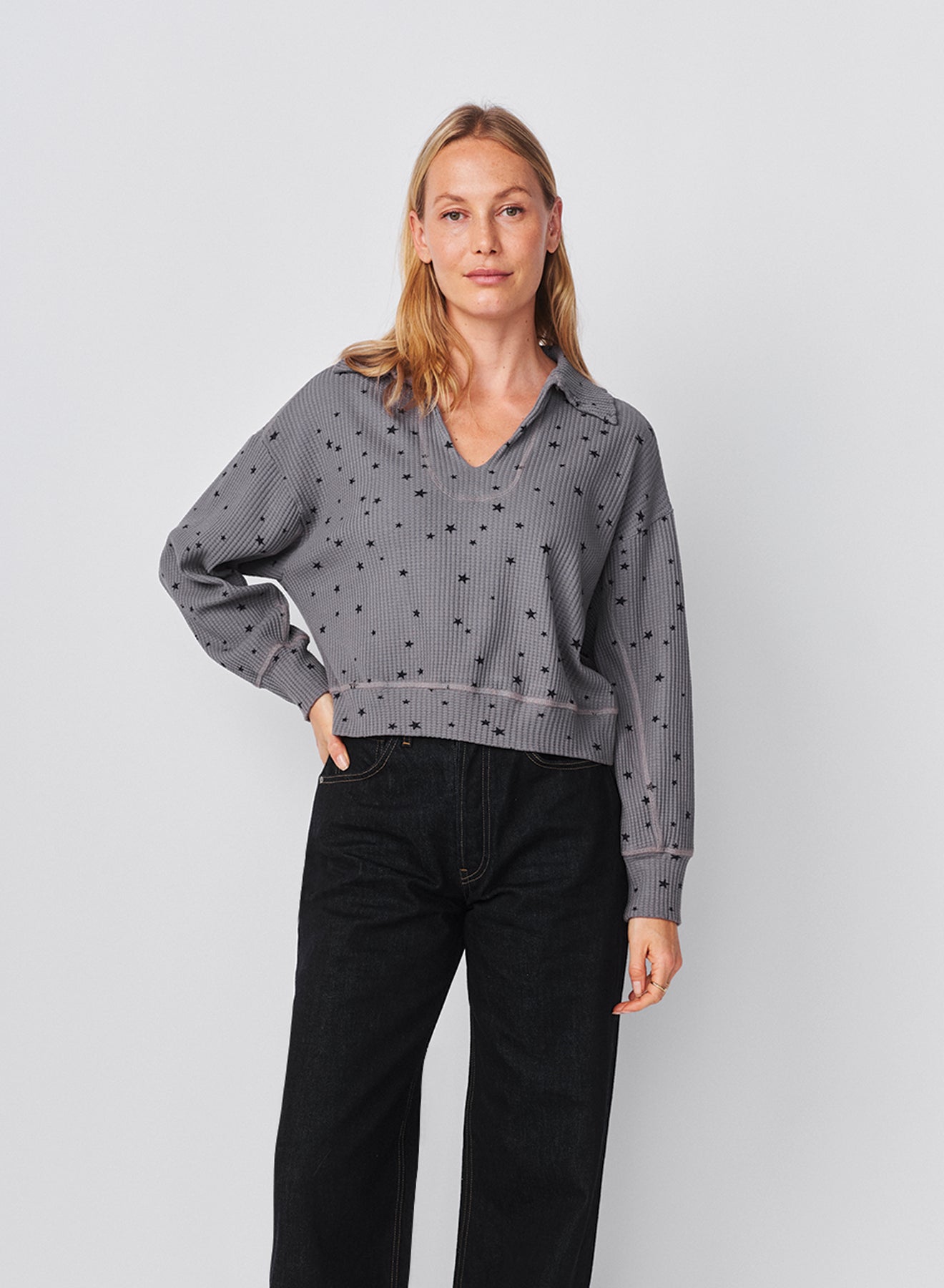 Sundry Stars Popover Polo in Steel