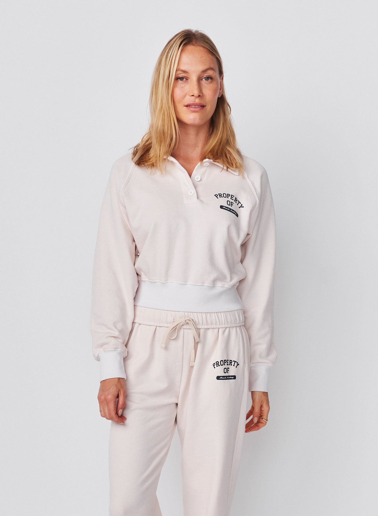 Sundry French Academy Raglan 1/2 Button Sweatshirt in Oyster