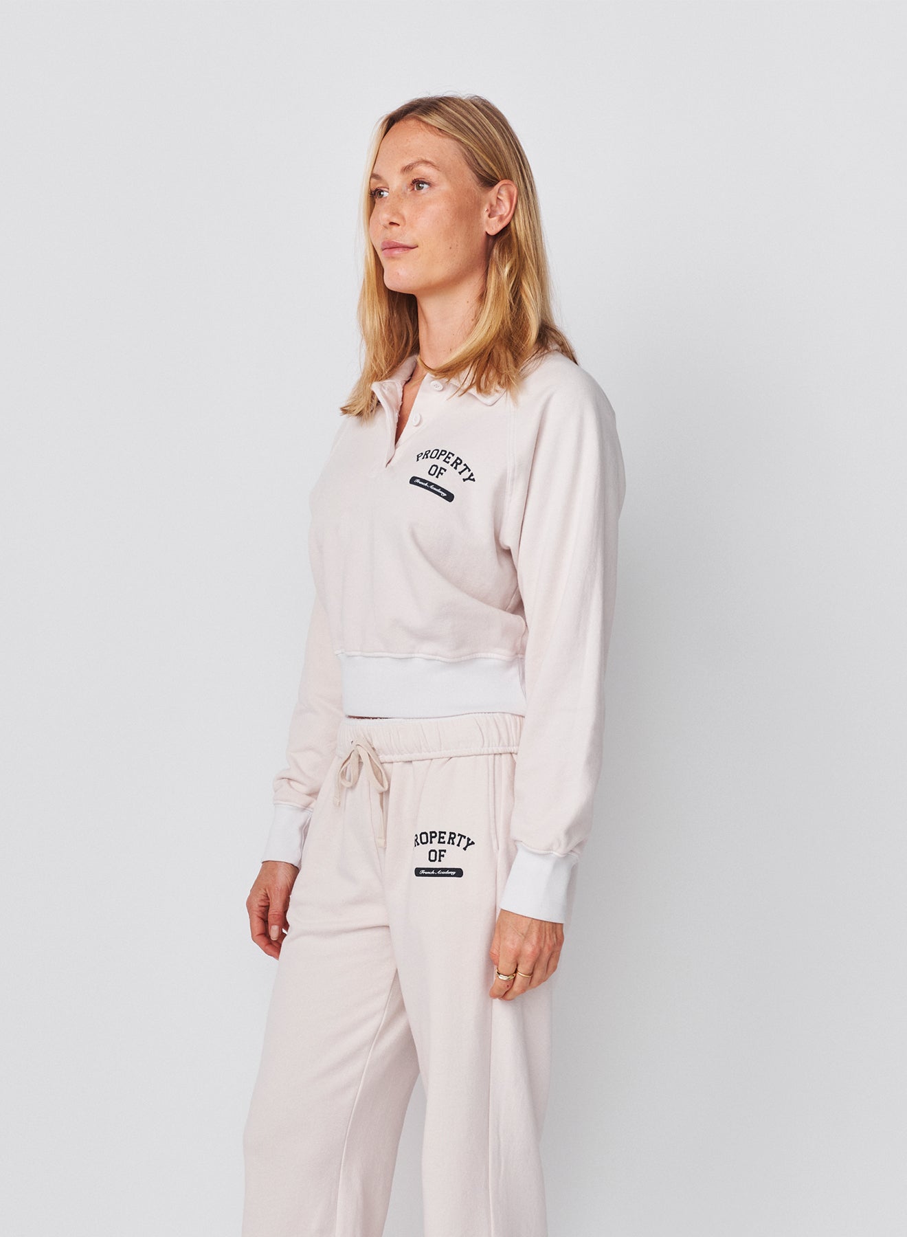 Sundry French Academy Raglan 1/2 Button Sweatshirt in Oyster