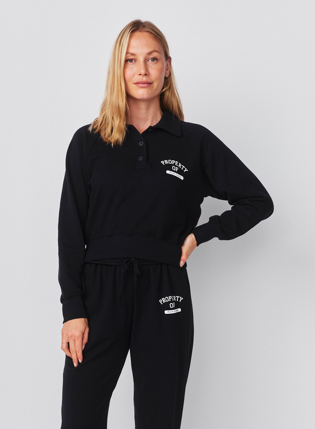 Sundry French Academy Raglan 1/2 Button Sweatshirt in Deep Navy