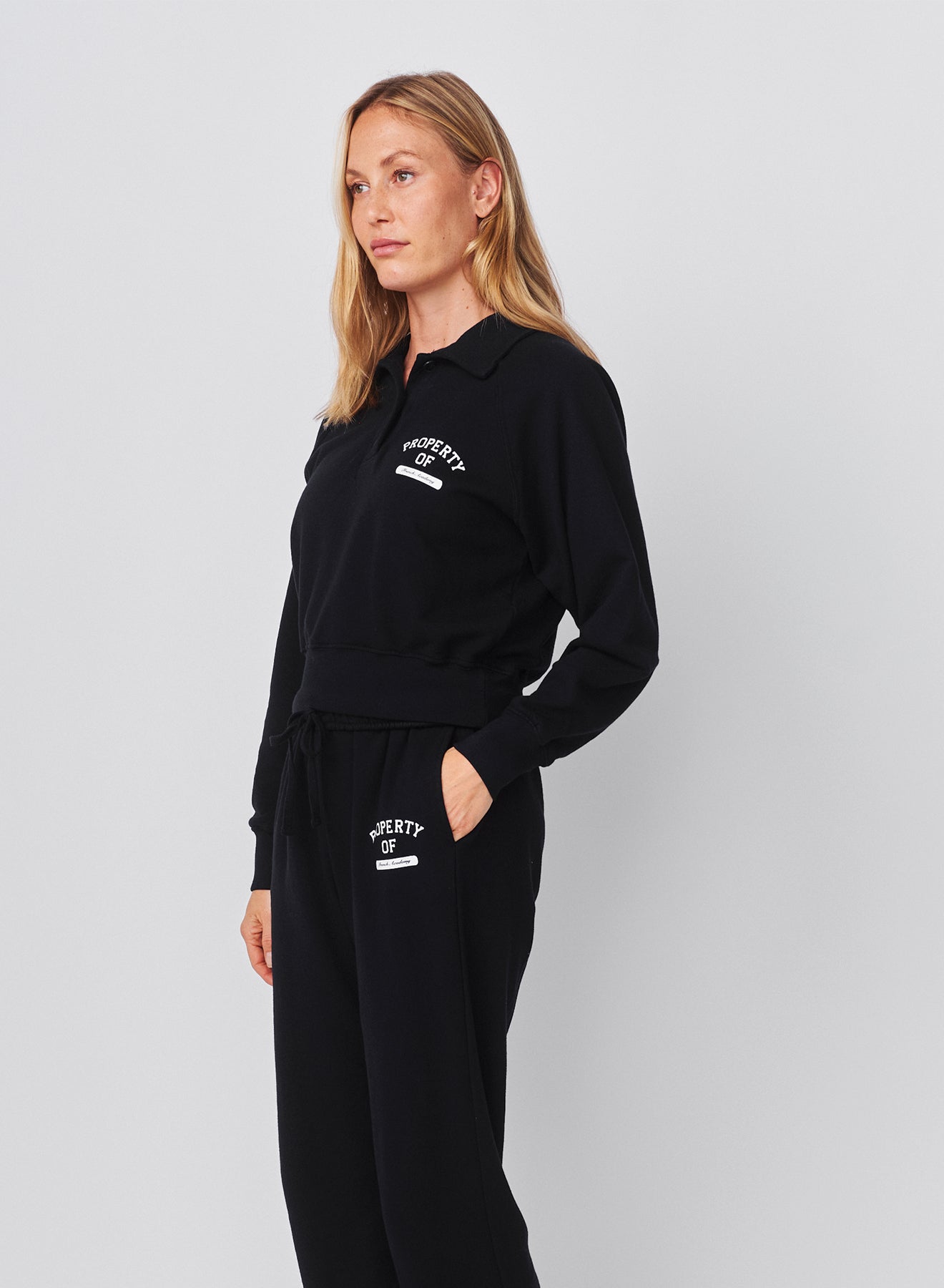 Sundry French Academy Raglan 1/2 Button Sweatshirt in Deep Navy