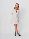 Sundry Bonjour Long Sleeve Polo Dress in Oyster