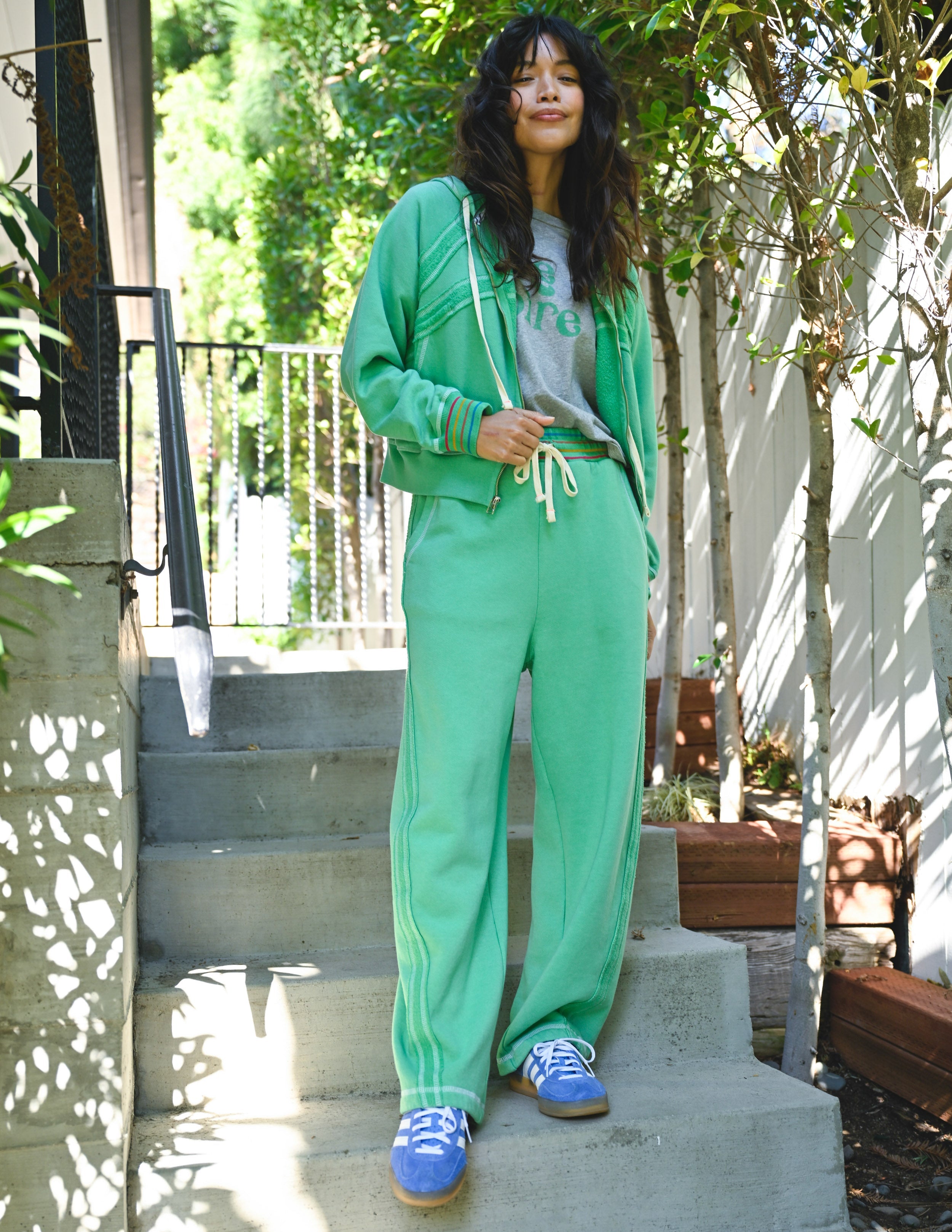 Sundry Raw Seamed Horizon Hoodie & Raw Seamed Pant in Winter Green