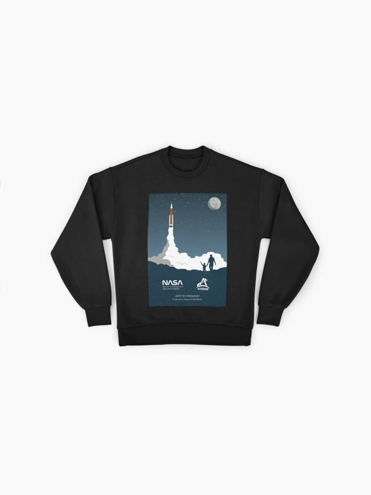 Artemis Program Rocket Launch Sweatshirt, Father Son, Oversized