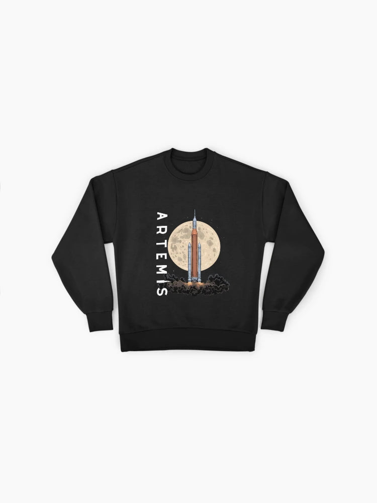 Artemis SLS Rocket Launch Sweatshirt, Moon & Beyond, Oversized