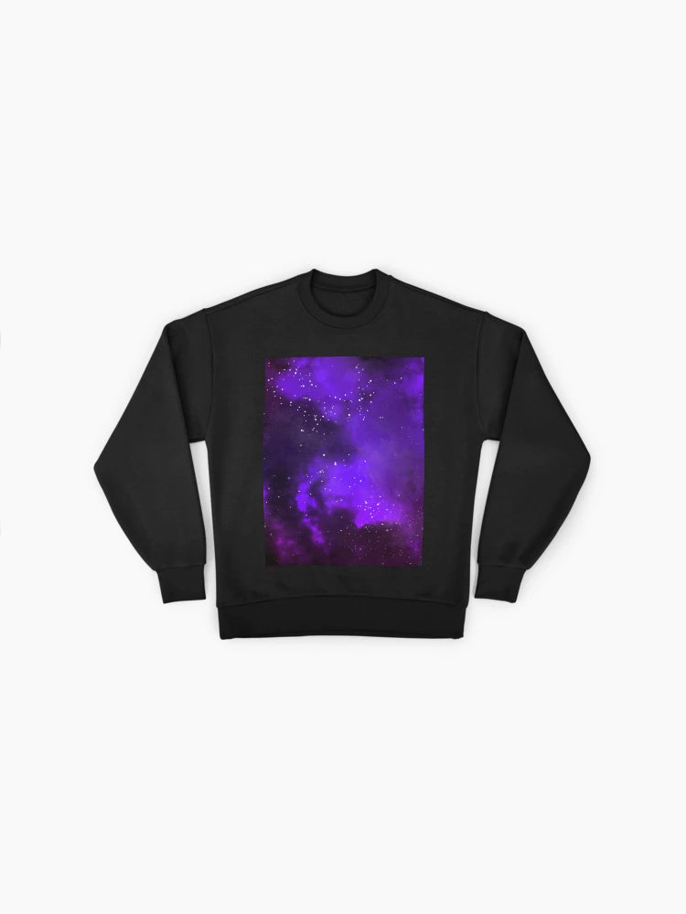 Abstract Watercolor Galaxy Sweatshirt, Artistic Oversized Space