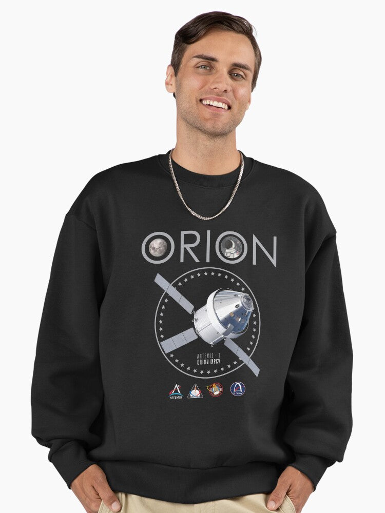 Artemis-1 Orion MPCV Mission Sweatshirt, SLS Gateway, Oversized Black
