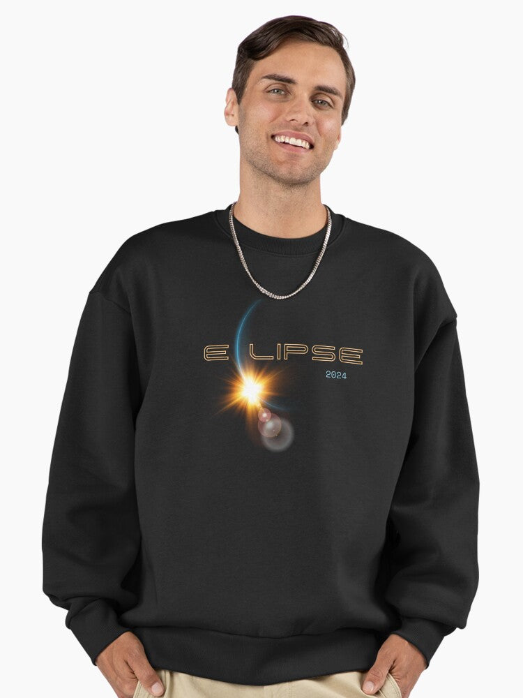 2024 Total Solar Eclipse Shirt with Silhouette Solar Sun Burst Sweatshirt Black