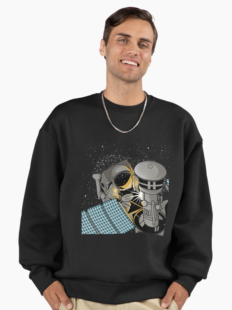 Astronauts Weld in Space Premium Oversized Sweatshirt | Historic Photo Black