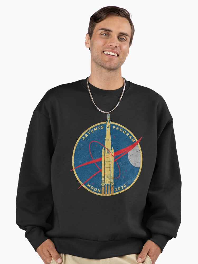 Artemis Program Moon 2026 Mission Sweatshirt, Premium NASA Fan Top Black