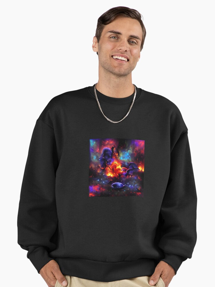 Before Time Dinosaur Sweatshirt, Prehistoric Oversized Graphic Top Black