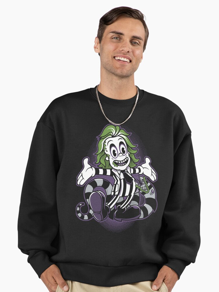 Beetlejuice 1988 Movie Sweatshirt, Premium Oversized Fan Graphic Top Black