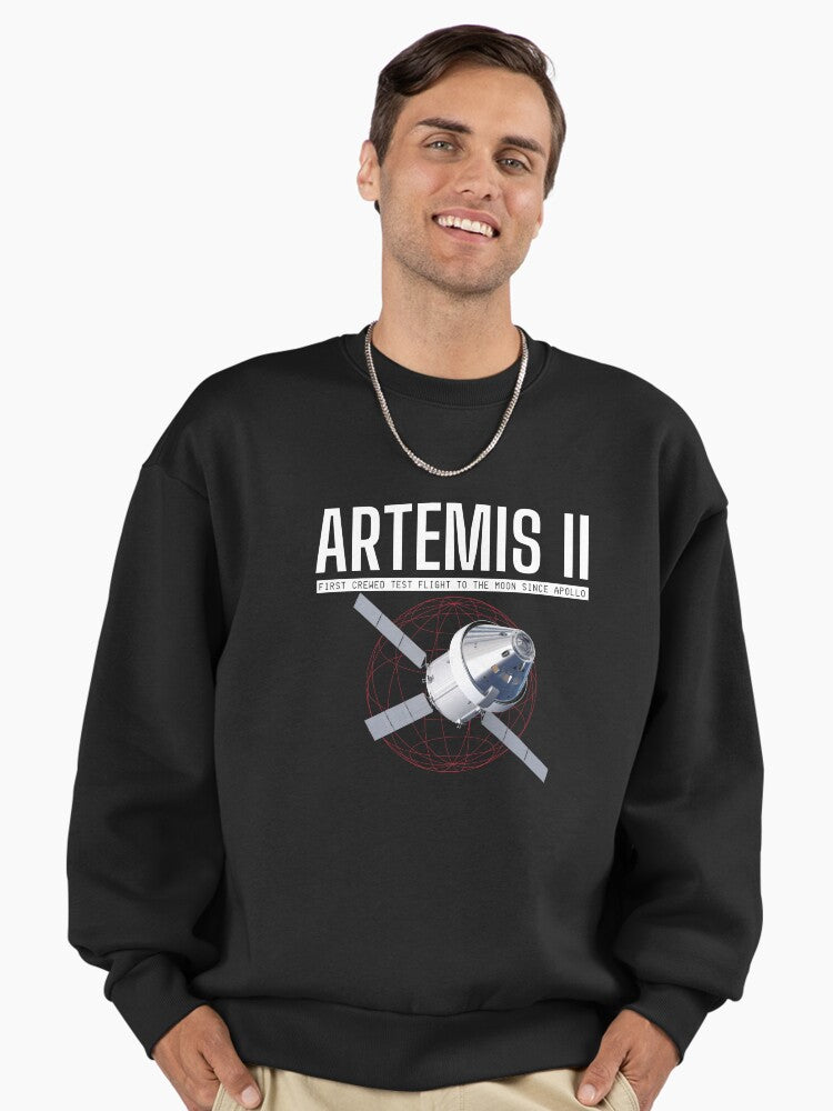 Artemis II 2024 Sweatshirt, Commemorative Moon Mission Gear Black