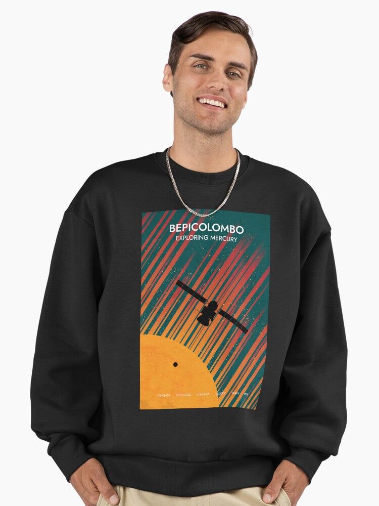 BepiColombo Mercury Mission Sweatshirt, Pop Art Space Graphic Top Black