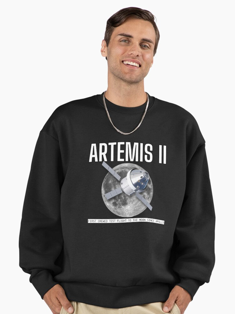 Artemis 2 Moon Mission Sweatshirt, 2024 Souvenir, Oversized Black