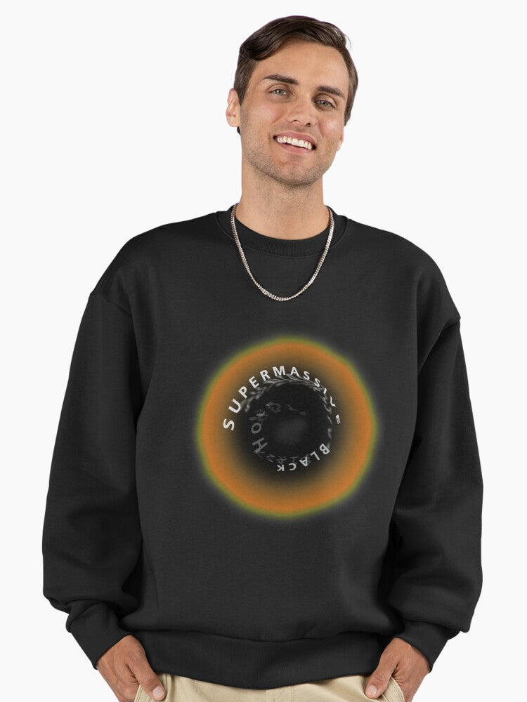 Black Hole Oversized Sweatshirt, Premium Design, Durable Black