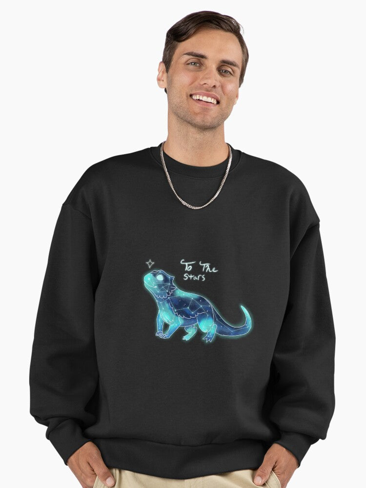Bearded Dragon Constellation Sweatshirt, Reptile Lover Graphic Top Black