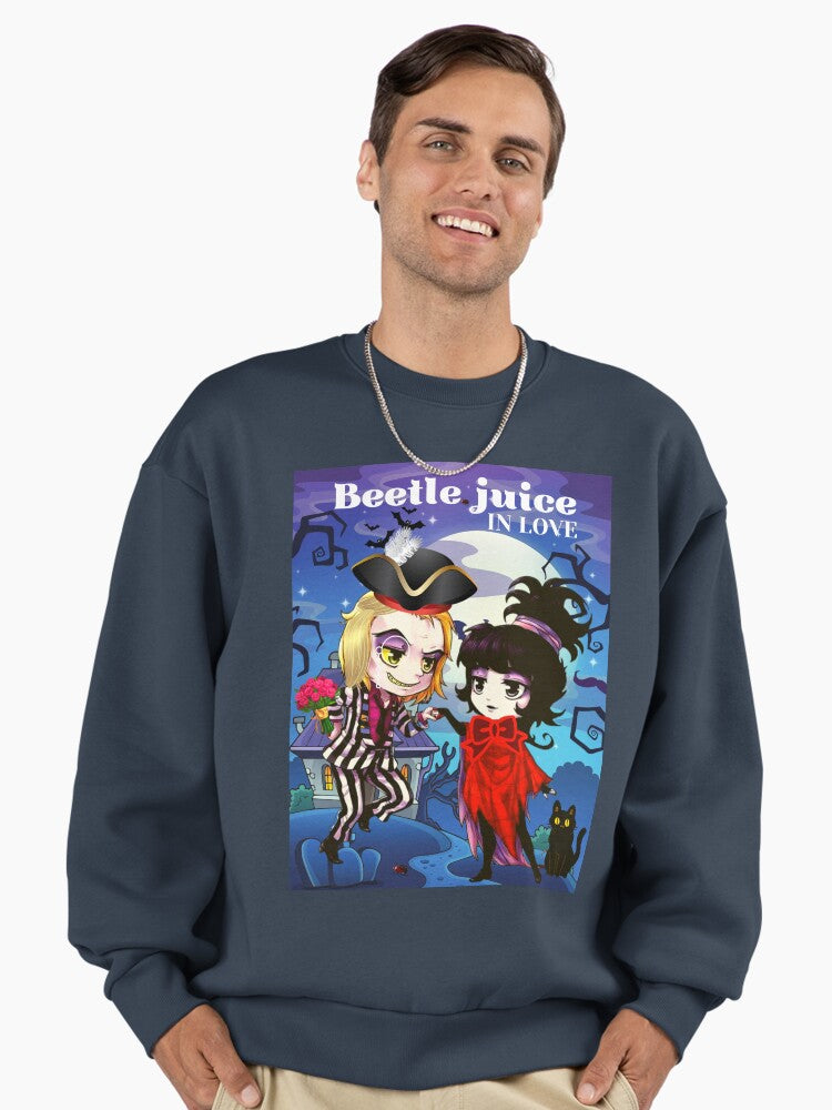 Beetle Juice In Love Fan Art Sweatshirt, Premium Oversized Couple Top Midnight Navy