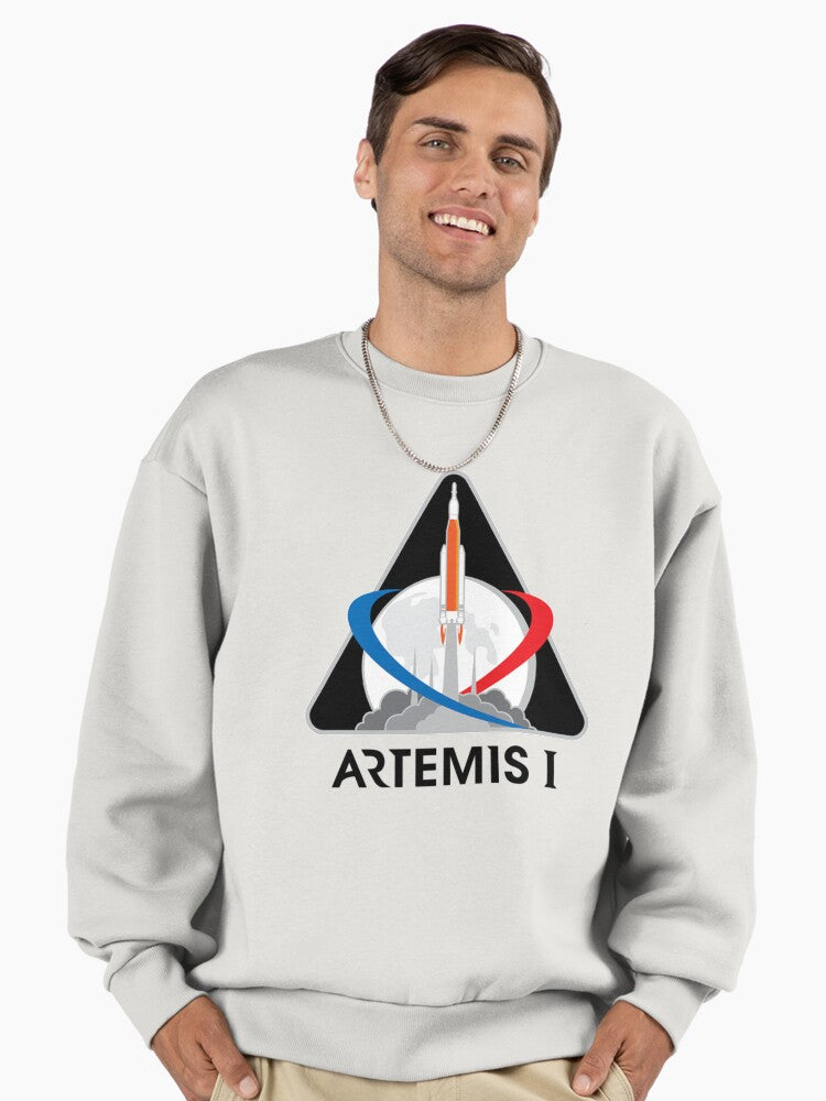 Artemis I Mission Logo Sweatshirt, NASA Premium Oversized Space Top Bone