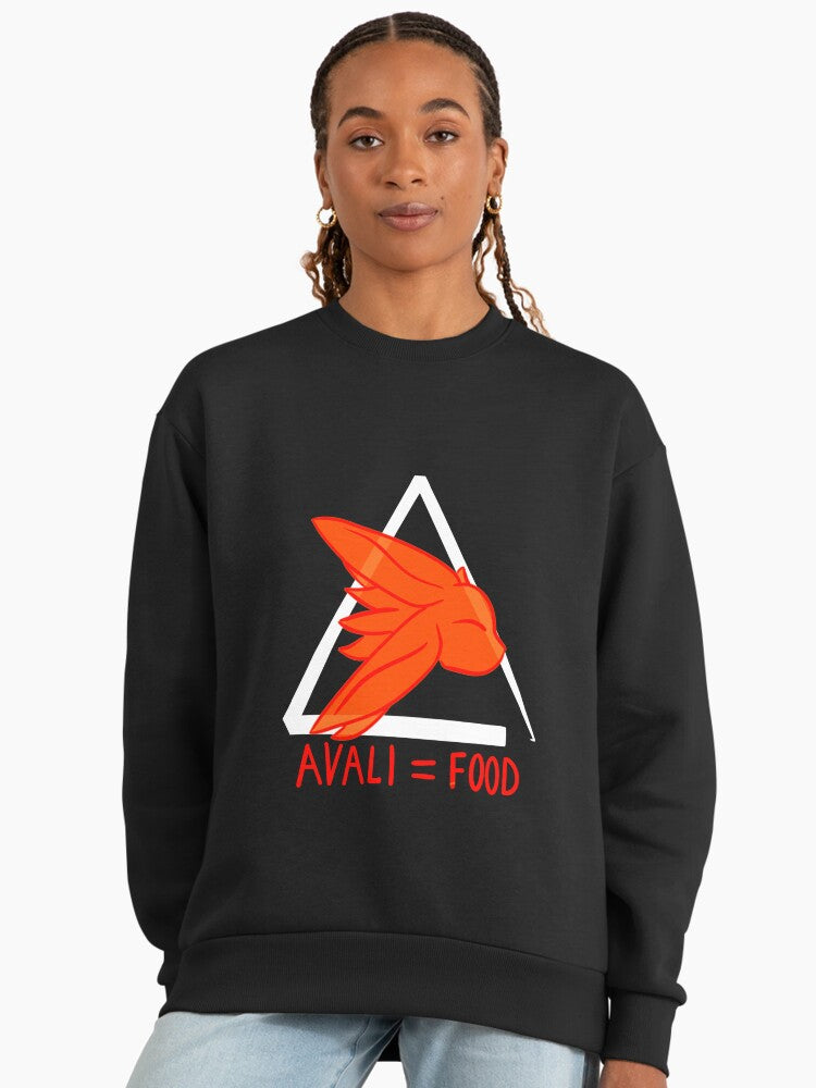 Avali Yes Food Oversized Sweatshirt, Premium Graphic Fandom Top Black