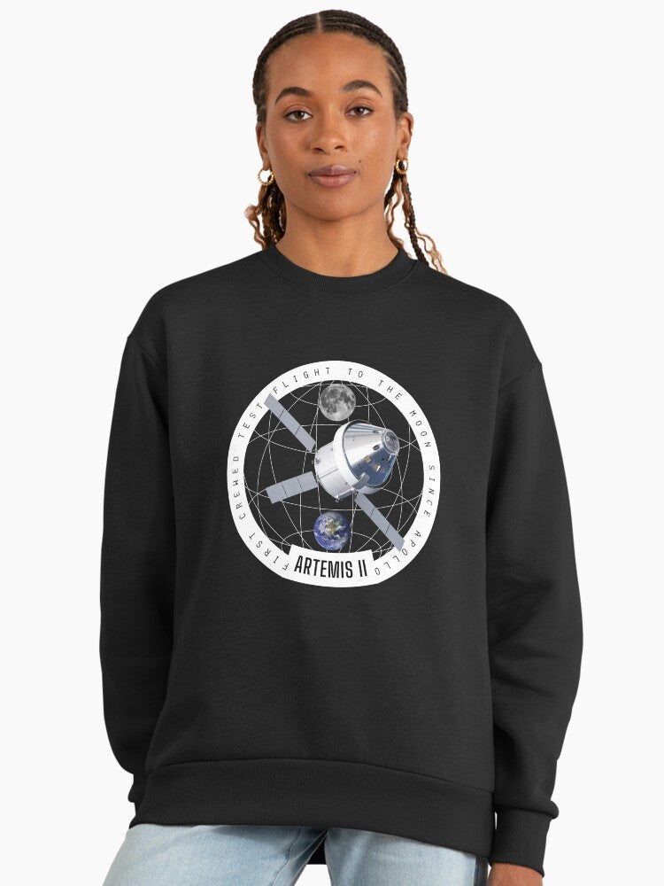Artemis II Retro Logo Sweatshirt, Commemorative 2024 Premium Top Black