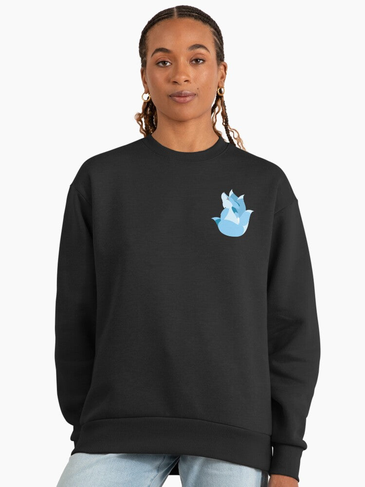 Arctic Fox Premium Oversized Sweatshirt, Winter Animal Graphic Top Black