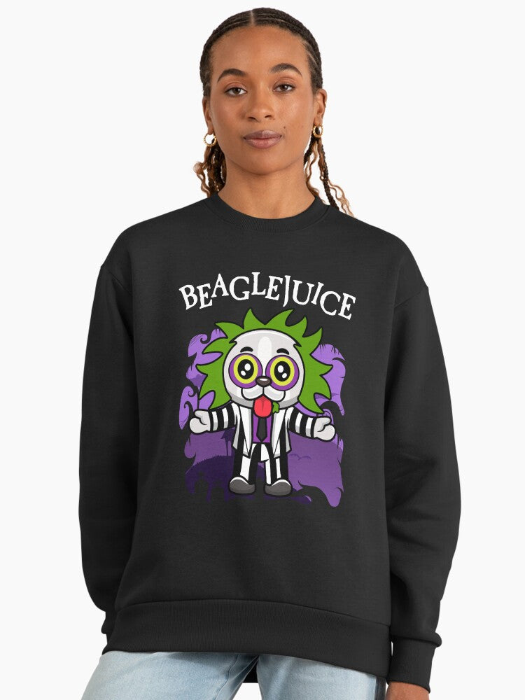 Beaglejuice Dog Parody Sweatshirt, Funny Premium Oversized Graphic Top Black