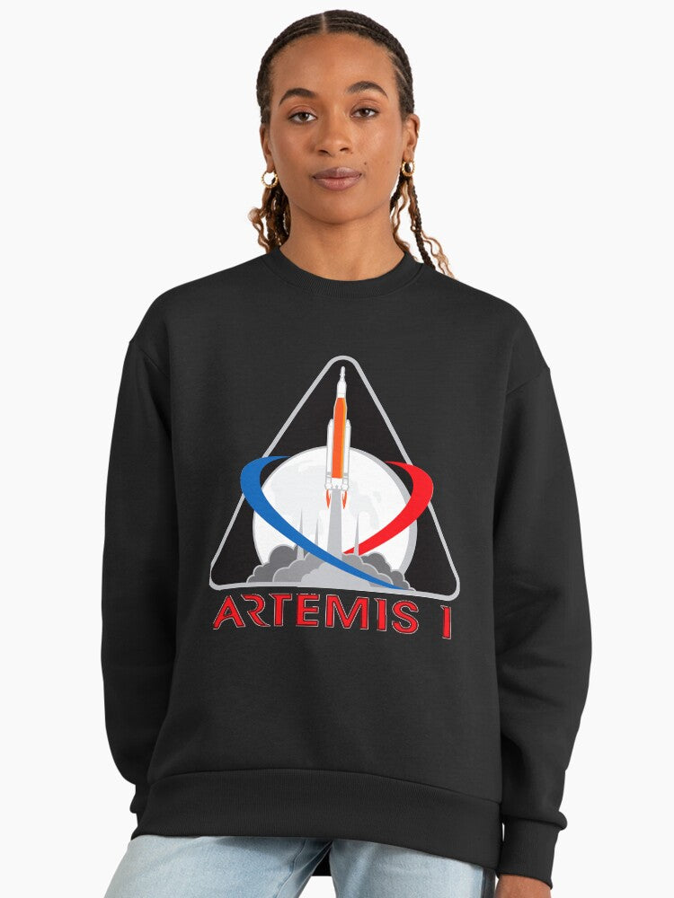 Artemis One Classic Logo Sweatshirt, New Mission, Oversized Fit Black