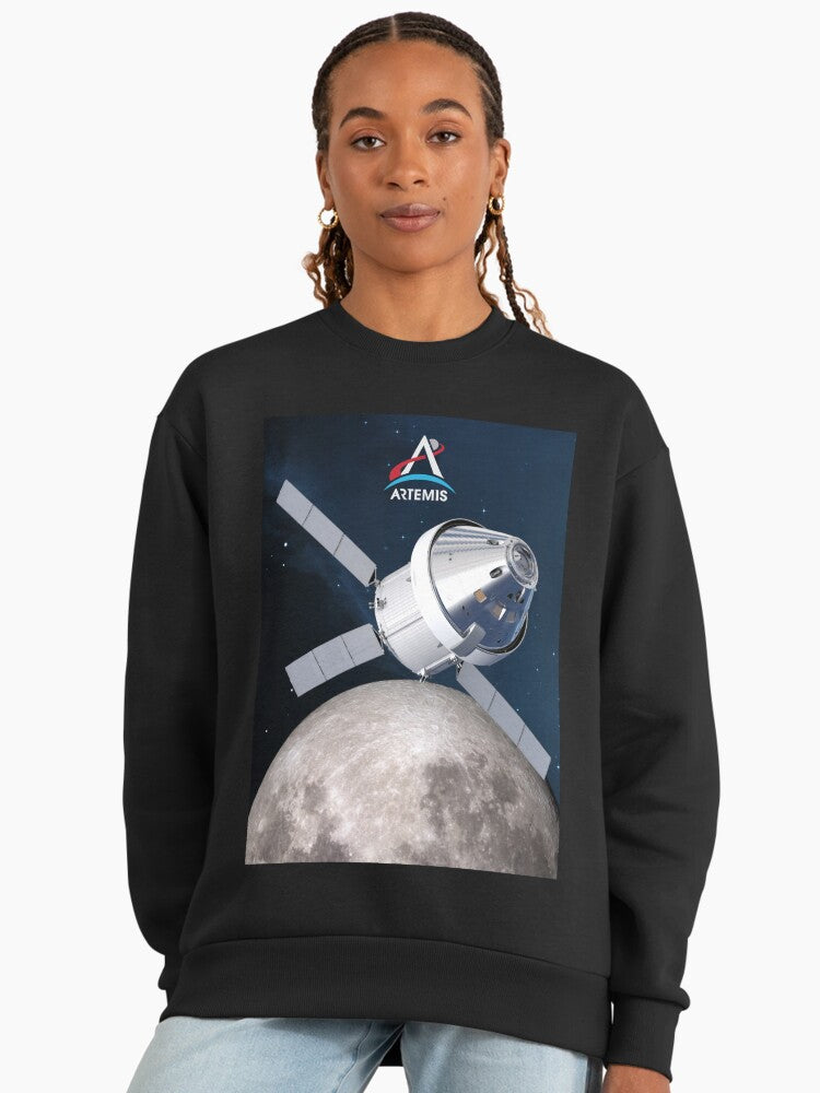 Artemis-1 Orion MPCV Launch Sweatshirt, Oversized NASA Pullover Black