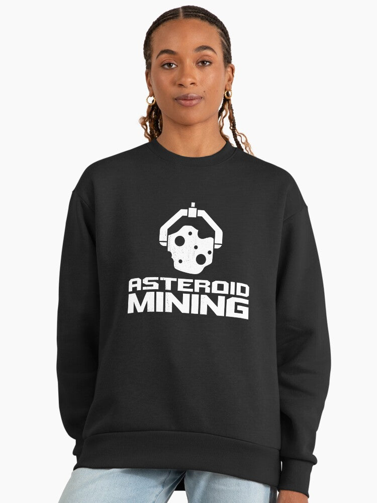 Asteroid Mining In Space, Space Lover Gifts, Retro Sci-Fi Space Art Sweatshirt Black