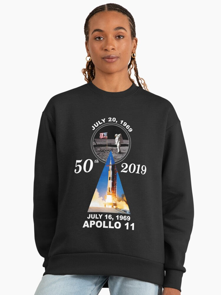 Apollo 11 50th Anniversary Moon Landing Sweatshirt, Premium Historic Top Black