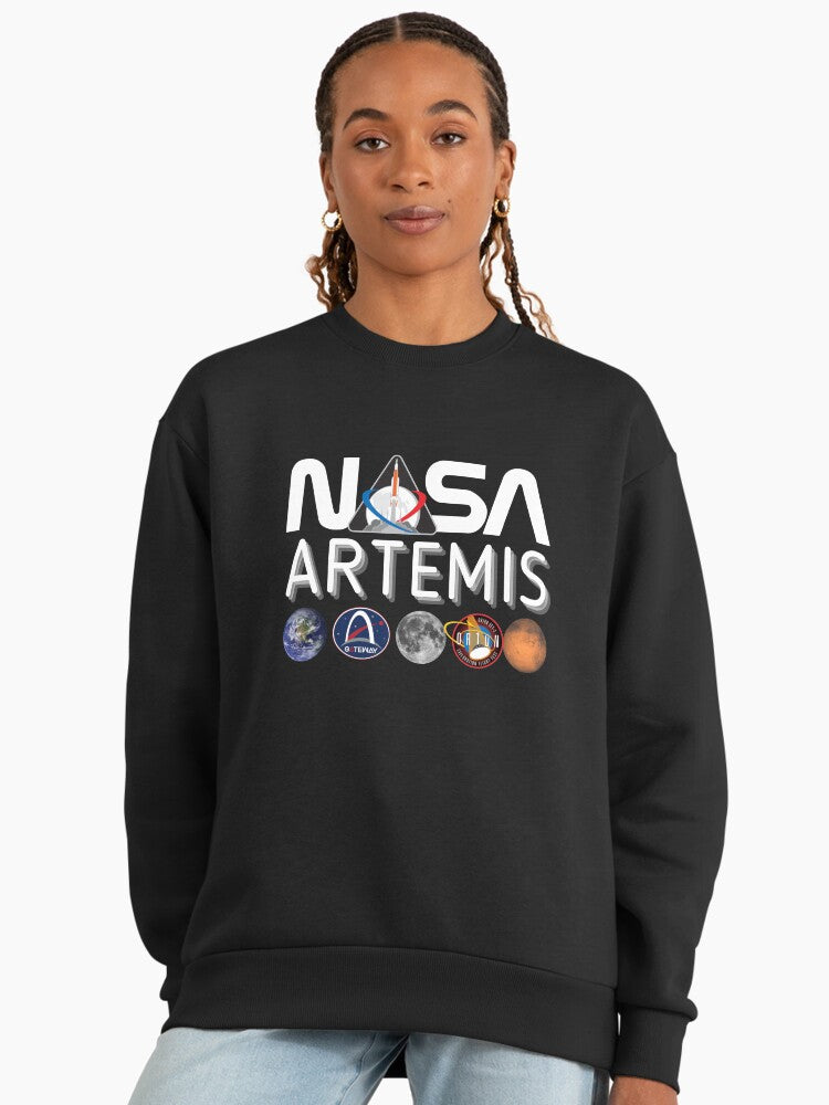 Artemis We Are Going Moon To Mars Sweatshirt, Official Logo Premium Top Black