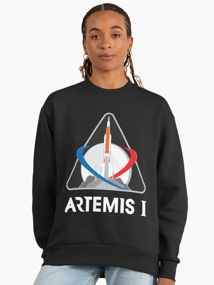 Artemis NASA Official Logo Sweatshirt, Premium Space Mission Fan Top Black