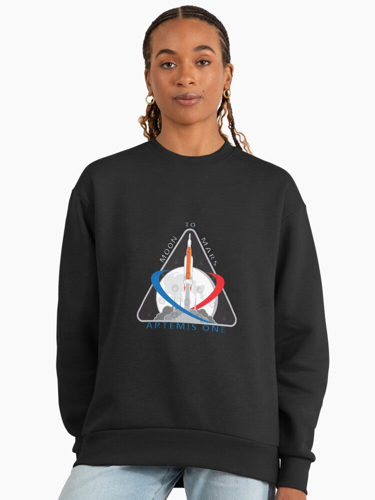 Artemis Mission One Patch Sweatshirt, Official Logo, Oversized Black