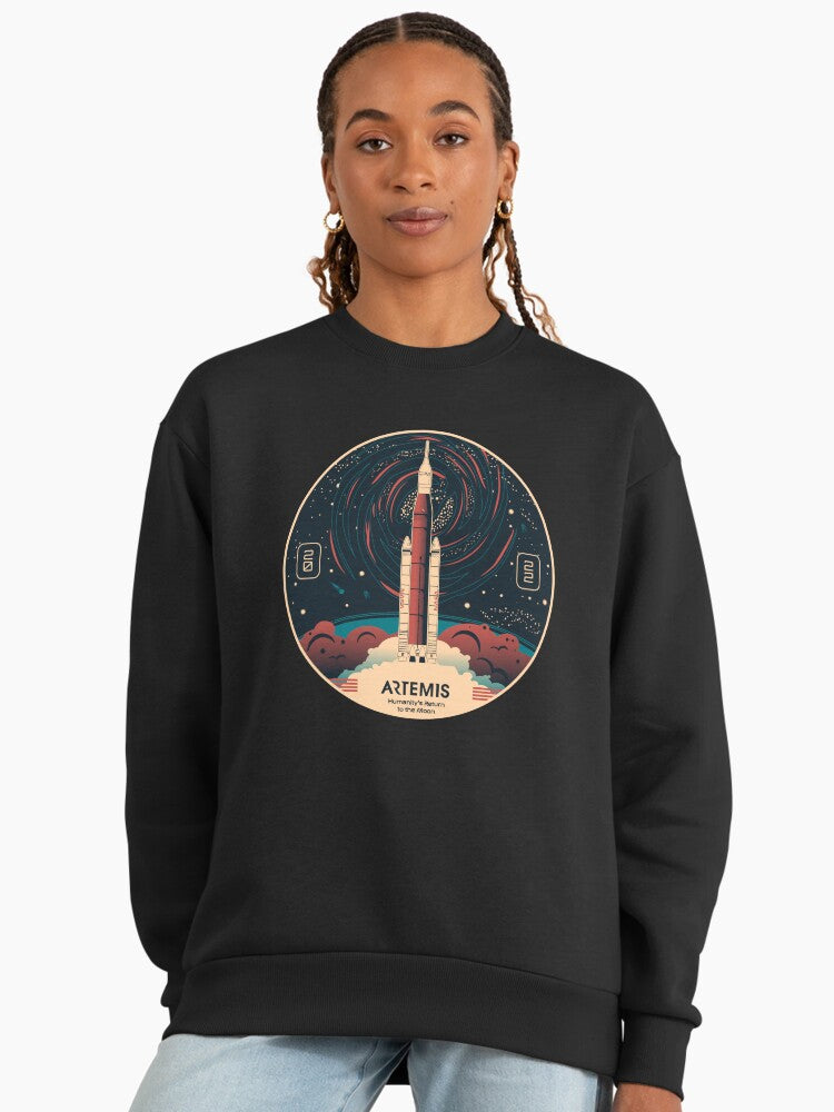 Artemis Program Humanity's Return Sweatshirt, Moon Mission Premium Top Black