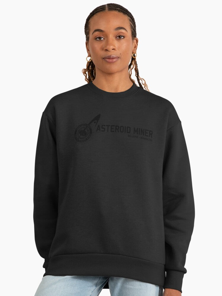 Asteroid Miner Premium Oversized Sweatshirt: Space Prospecting Design Black