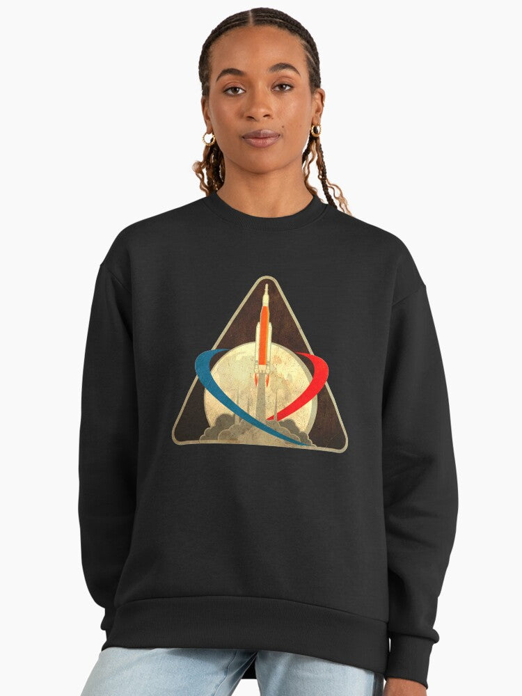 Artemis 1 Mission Patch Sweatshirt, Vintage Look Premium NASA Top Black