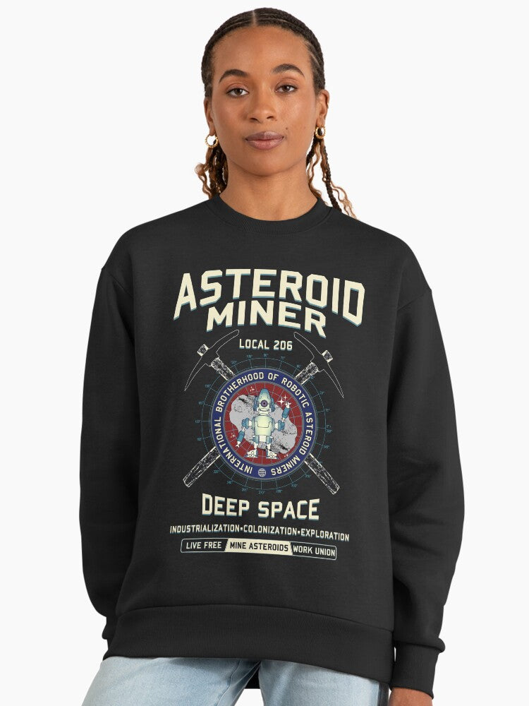 Asteroid Mining Premium Oversized Sweatshirt: Space Resource Exploration Gear Black